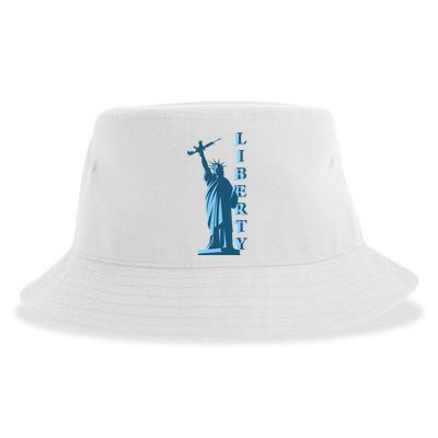 Stature Of Liberty Holding AR-15 Assault Rifle Sustainable Bucket Hat