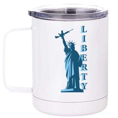 Stature Of Liberty Holding AR-15 Assault Rifle 12 oz Stainless Steel Tumbler Cup