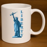 Stature Of Liberty Holding AR-15 Assault Rifle 11oz C Handle Ceramic Mug