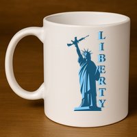 Stature Of Liberty Holding AR-15 Assault Rifle 11oz C Handle Ceramic Mug