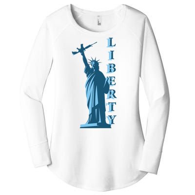 Stature Of Liberty Holding AR-15 Assault Rifle Women's Perfect Tri Tunic Long Sleeve Shirt