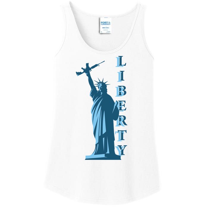 Stature Of Liberty Holding AR-15 Assault Rifle Ladies Essential Tank