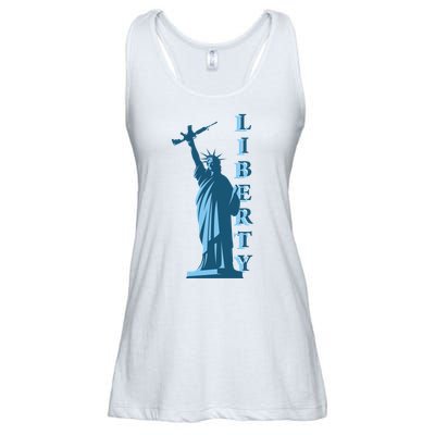 Stature Of Liberty Holding AR-15 Assault Rifle Ladies Essential Flowy Tank