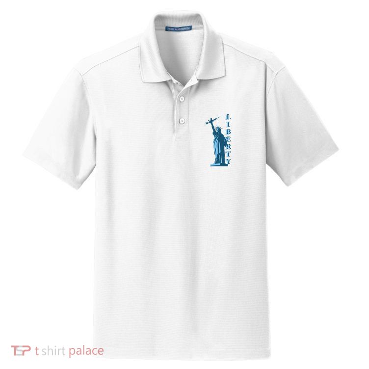 Stature Of Liberty Holding AR-15 Assault Rifle Dry Zone Grid Polo