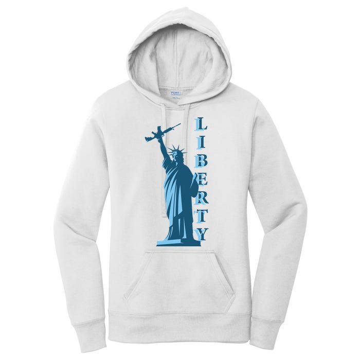 Stature Of Liberty Holding AR-15 Assault Rifle Women's Pullover Hoodie