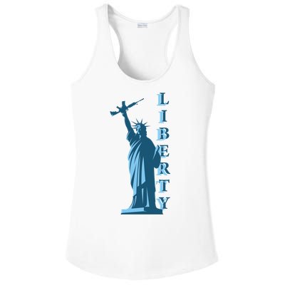 Stature Of Liberty Holding AR-15 Assault Rifle Ladies PosiCharge Competitor Racerback Tank