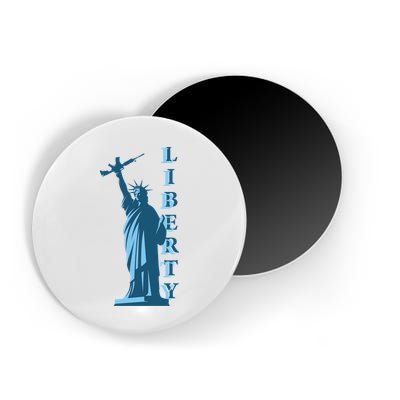 Stature Of Liberty Holding AR-15 Assault Rifle Magnet