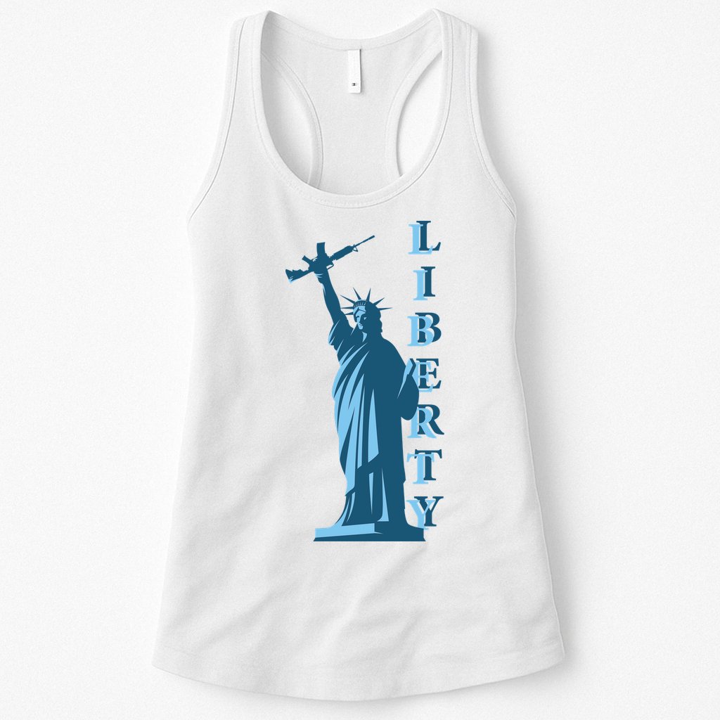 Stature Of Liberty Holding AR-15 Assault Rifle Womens Tank Top