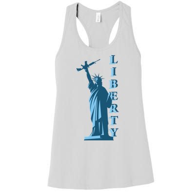 Stature Of Liberty Holding AR-15 Assault Rifle Women's Racerback Tank