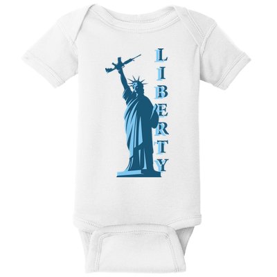 Stature Of Liberty Holding AR-15 Assault Rifle Baby Bodysuit