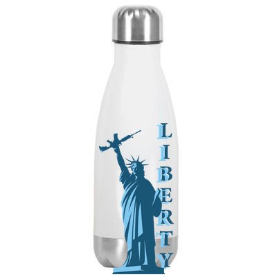 Stature Of Liberty Holding AR-15 Assault Rifle Stainless Steel Insulated Water Bottle