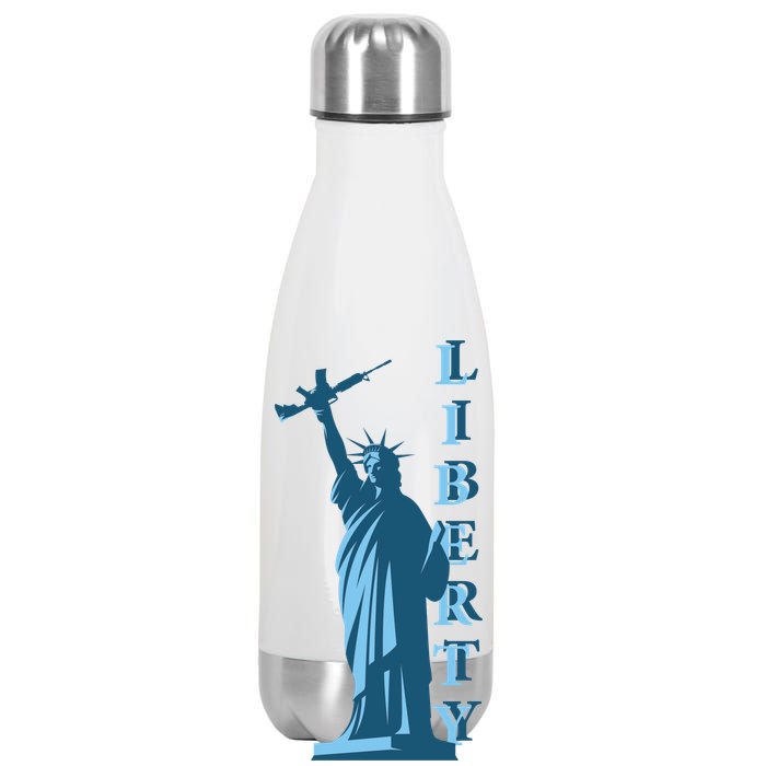 Stature Of Liberty Holding AR-15 Assault Rifle Stainless Steel Insulated Water Bottle