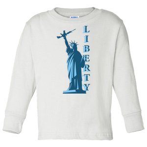 Stature Of Liberty Holding AR-15 Assault Rifle Toddler Long Sleeve Shirt