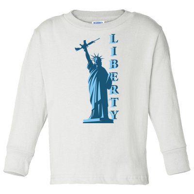 Stature Of Liberty Holding AR-15 Assault Rifle Toddler Long Sleeve Shirt