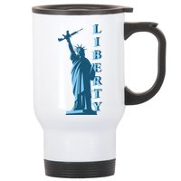 Stature Of Liberty Holding AR-15 Assault Rifle Stainless Steel Travel Mug