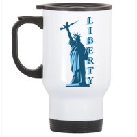 Stature Of Liberty Holding AR-15 Assault Rifle Stainless Steel Travel Mug