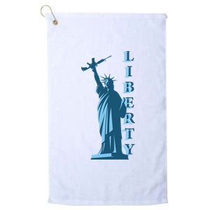 Stature Of Liberty Holding AR-15 Assault Rifle Platinum Collection Golf Towel