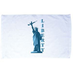 Stature Of Liberty Holding AR-15 Assault Rifle Microfiber Hand Towel