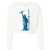 Stature Of Liberty Holding AR-15 Assault Rifle Cropped Pullover Crew