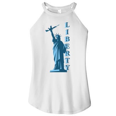 Stature Of Liberty Holding AR-15 Assault Rifle Women's Perfect Tri Rocker Tank