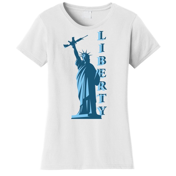 Stature Of Liberty Holding AR-15 Assault Rifle Women's T-Shirt