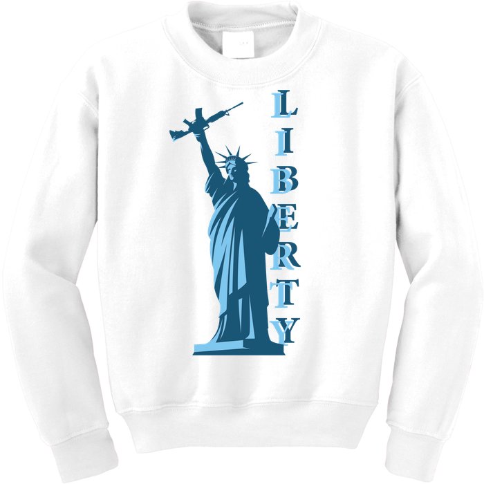 Stature Of Liberty Holding AR-15 Assault Rifle Kids Sweatshirt