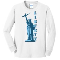 Stature Of Liberty Holding AR-15 Assault Rifle Kids Long Sleeve Shirt