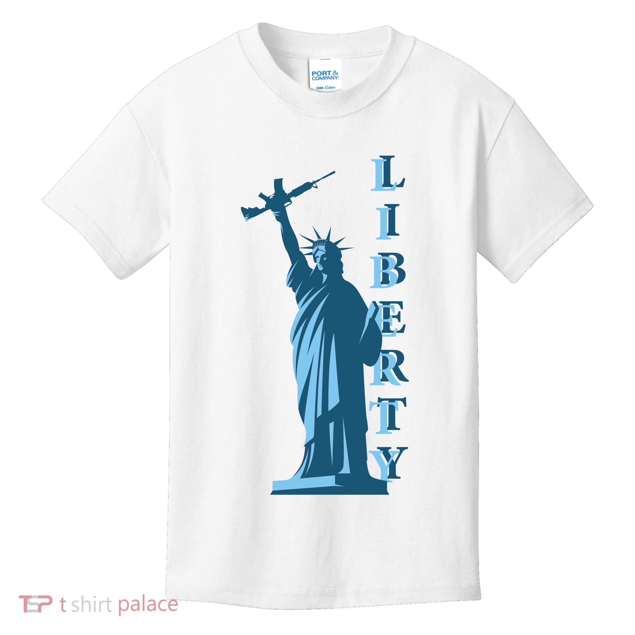 Stature Of Liberty Holding AR-15 Assault Rifle Kids T-Shirt