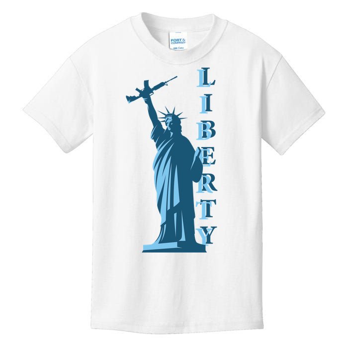 Stature Of Liberty Holding AR-15 Assault Rifle Kids T-Shirt