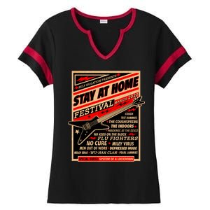 Stay At Home Festival Concert Poster Quarantine Ladies Halftime Notch Neck Tee