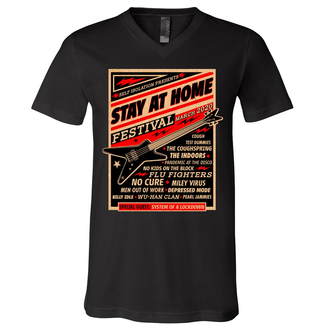 Stay At Home Festival Concert Poster Quarantine V-Neck T-Shirt