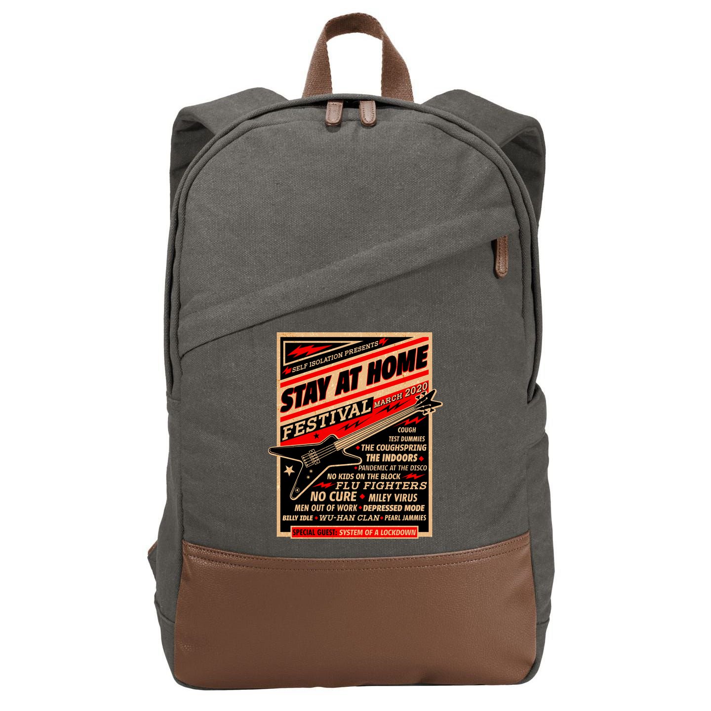 Stay At Home Festival Concert Poster Quarantine Cotton Canvas Backpack