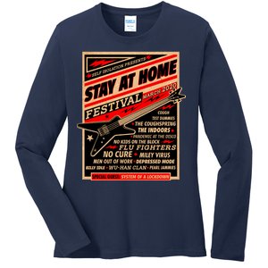 Stay At Home Festival Concert Poster Quarantine Ladies Long Sleeve Shirt