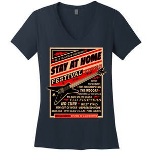 Stay At Home Festival Concert Poster Quarantine Women's V-Neck T-Shirt