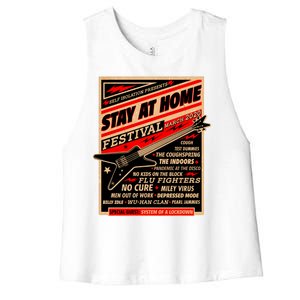 Stay At Home Festival Concert Poster Quarantine Women's Racerback Cropped Tank