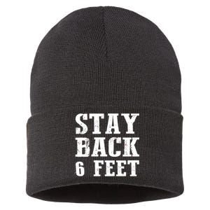 Stay Back 6 Feet Funny Social Distance Sustainable Knit Beanie