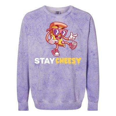 Stay Cheesy Pizza Colorblast Crewneck Sweatshirt