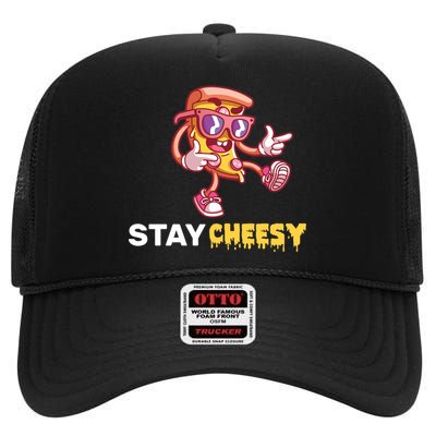 Stay Cheesy Pizza High Crown Mesh Back Trucker Hat