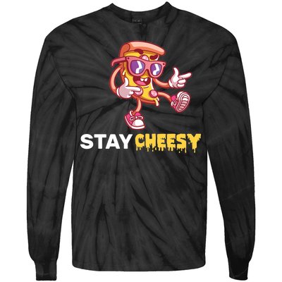 Stay Cheesy Pizza Tie-Dye Long Sleeve Shirt