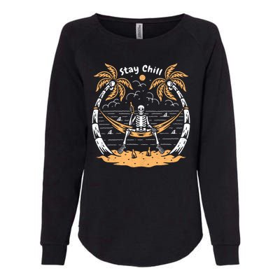 Stay Chill Skeleton Womens California Wash Sweatshirt