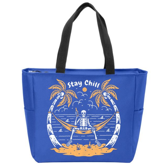 Stay Chill Skeleton Zip Tote Bag