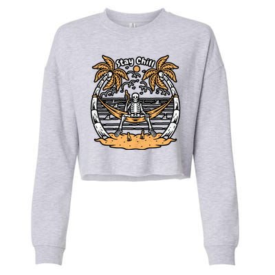 Stay Chill Skeleton Cropped Pullover Crew