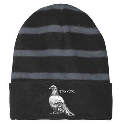 Stay Coo Pigeon Striped Beanie with Solid Band