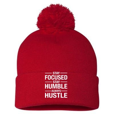 Stay Focused Humble Always Hustle Pom Pom 12in Knit Beanie