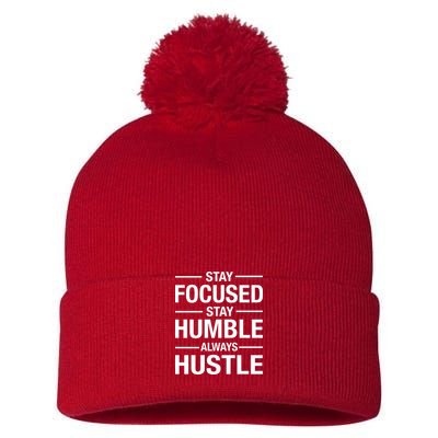 Stay Focused Humble Always Hustle Pom Pom 12in Knit Beanie