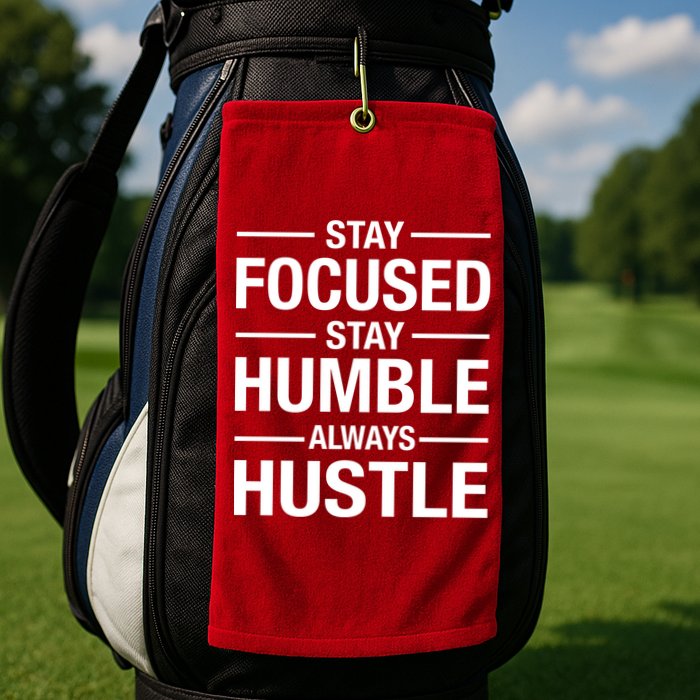 Stay Focused Humble Always Hustle Golf Towel