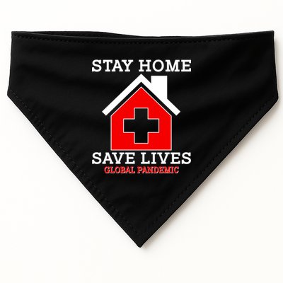 Stay Home Save Lives Global Pandemic USA-Made Doggie Bandana