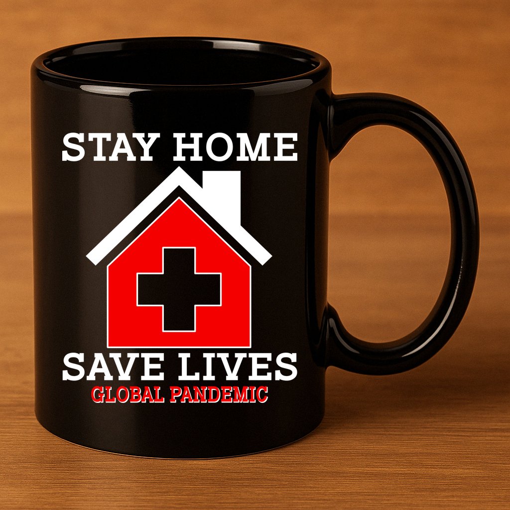 Stay Home Save Lives Global Pandemic 11oz C Handle Ceramic Mug
