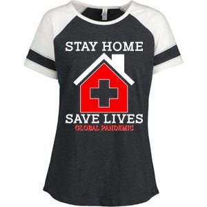 Stay Home Save Lives Global Pandemic Enza Ladies Jersey Colorblock Tee