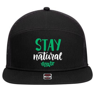 Stay Natural Green Leaf 7 Panel Mesh Trucker Snapback Hat